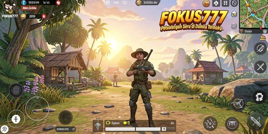 Screenshot gameplay FOKUS777 menampilkan aksi seru di dunia terbuka.