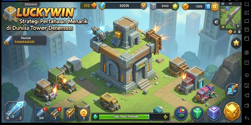 Tampilan menarik gameplay menara pertahanan di LUCKYWIN.
