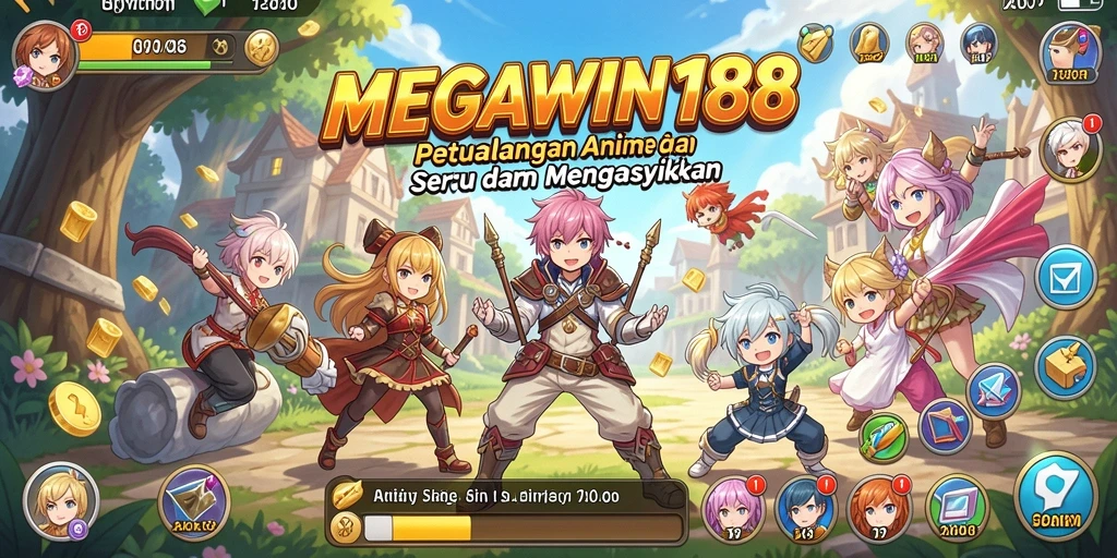 Tampilan seru dari gameplay <strong>MEGAWIN188</strong> dengan karakter anime yang beraksi.
