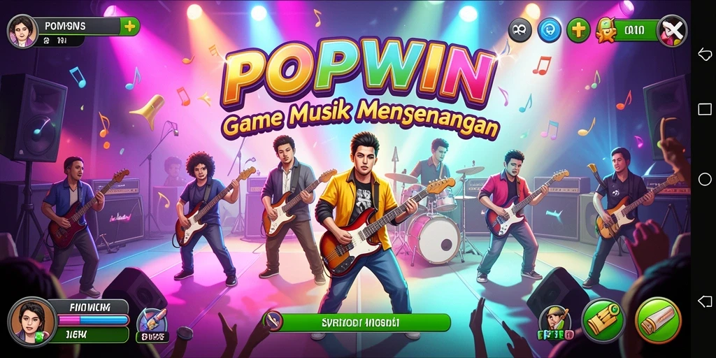 Tampilan screenshot gameplay seru di POPWIN dengan berbagai lagu.