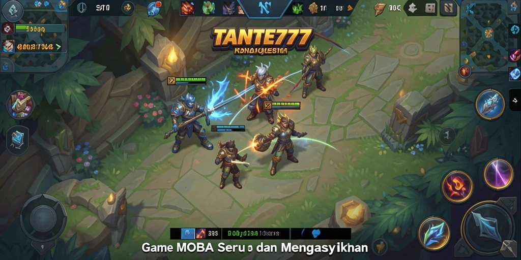 Screenshot gameplay TANTE777 menampilkan aksi seru dalam pertempuran MOBA.