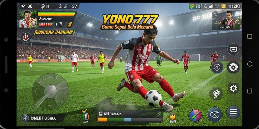 Screenshot YONO777 menampilkan gameplay sepak bola yang menegangkan dan menarik.
